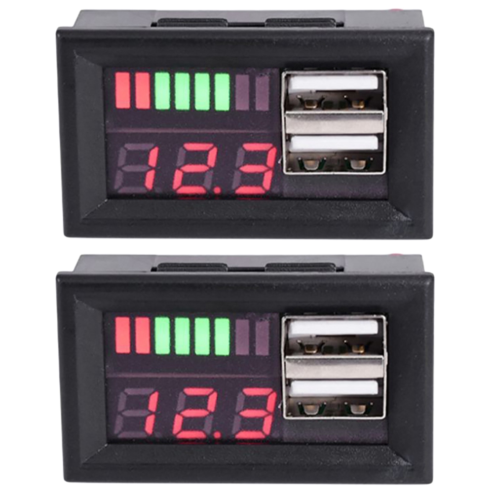 JINMY 2X 12V Digital Voltmeter Voltage Battery Panel Meter for Car Motorcycle USB 5V 2A Output