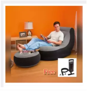 Intex 2 In 1 Chair Air Sofa With Style Foot Stool, Electric Air Pump