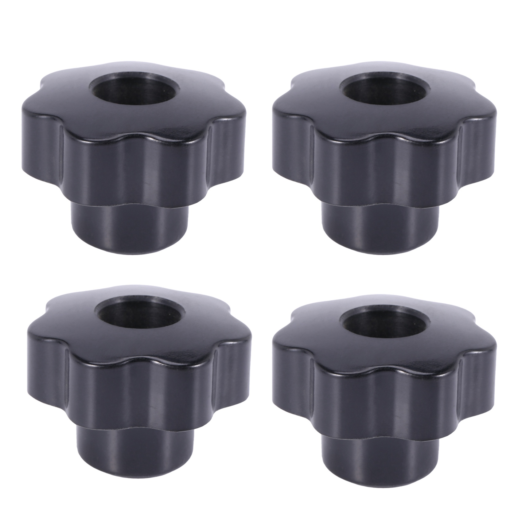 FORIDE 4X M10 10mm Dia Thread Black Plastic Star Clamping Knob Grip