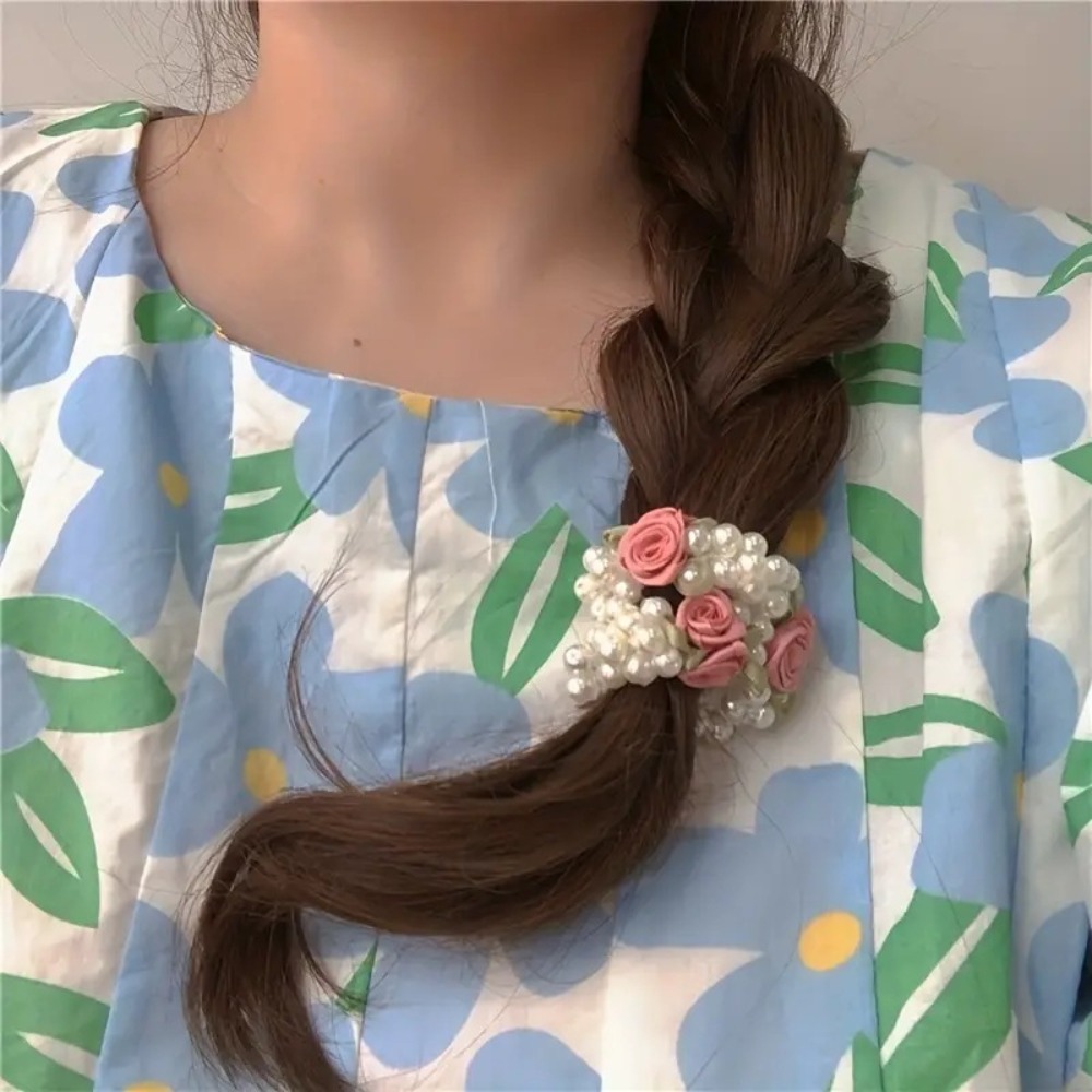 New Pearl Camellia Hair Tie Korean Style Flower-shaped Pearl-beaded Hair Tie Pearl-studded Artificial Pearl Hair Tie Women