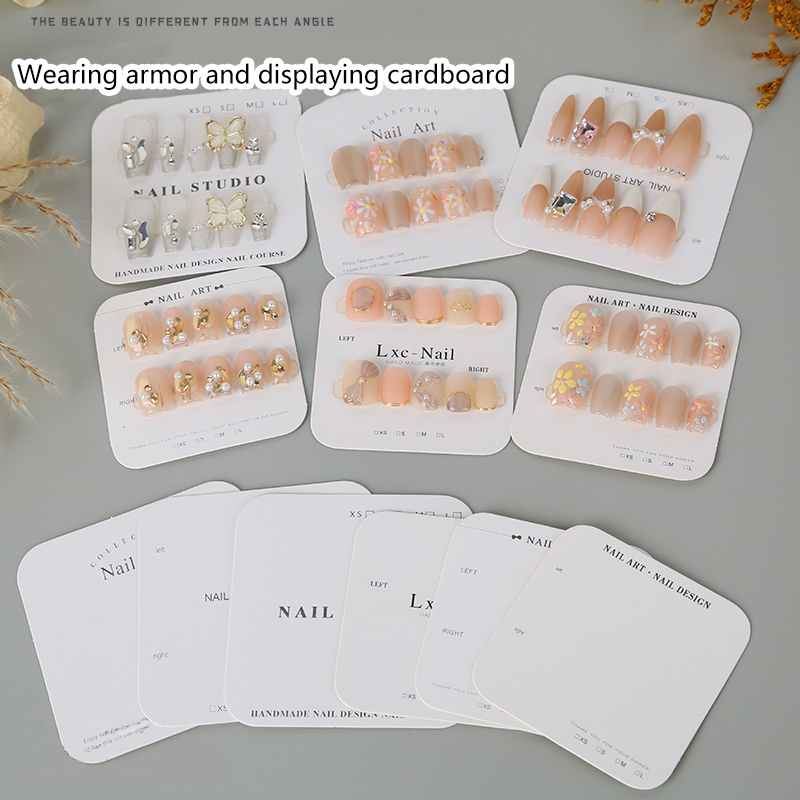 ●20Pcs Nail Display Cardboard Simple Style Fake Nails Card For Press On Nails Photograph Props Nail Salon