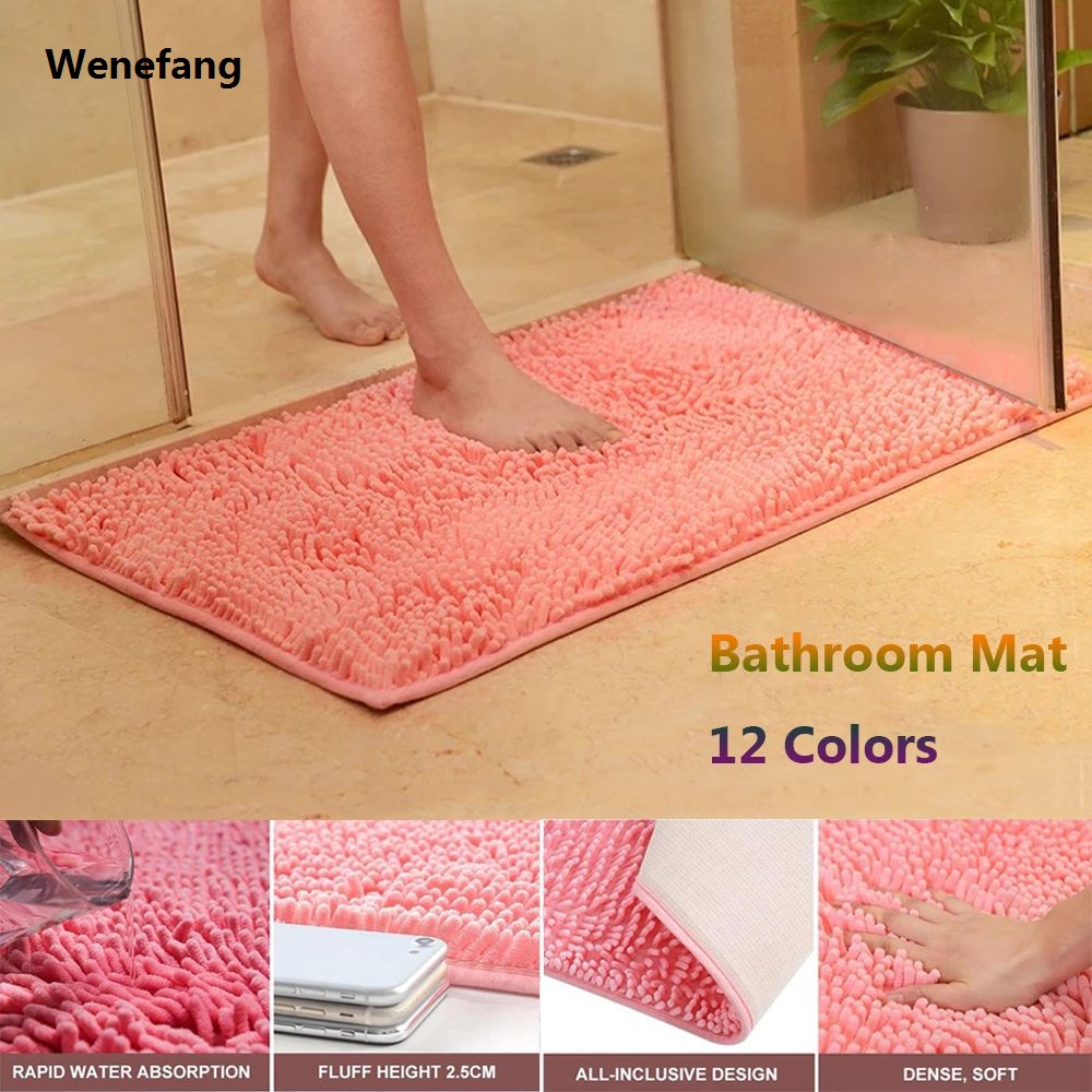 Wenefang 40*60cm Bath Mat Anti Slip Super Absorbent Bathroom Carpet Toilet Kitchen Floor Feet Pad Living Room Doormat