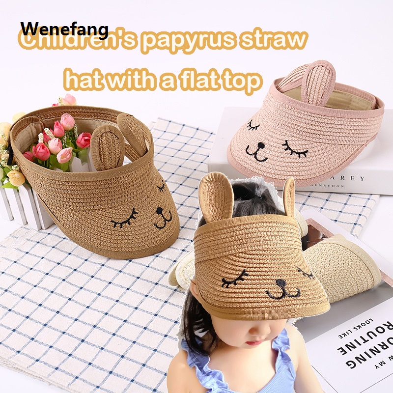 Wenefang Spring Summer New Kids Air Top Sun Protection Straw Hat Baby Sunshade New style Hat Cute Design Lightweight Breathable for Boys and Girls