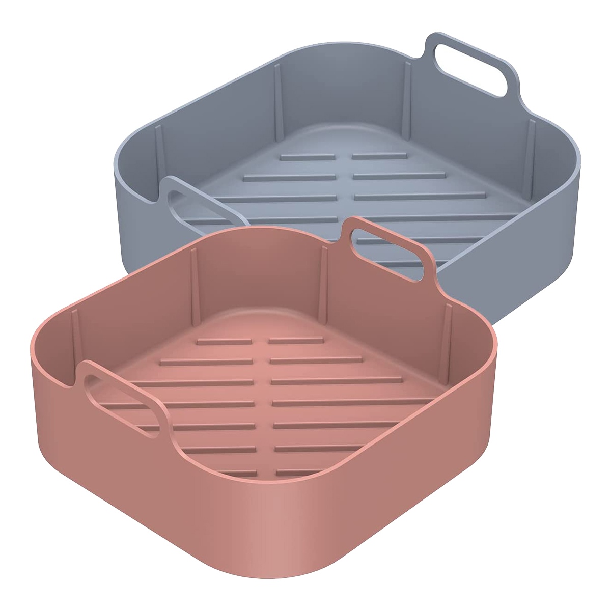 2Pcs Air Fryer Silicone Pot with Handle, Reusable Air Fryer Liner