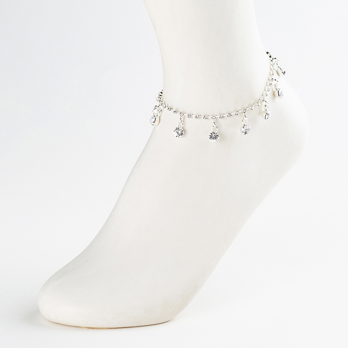 【Prices low- don't beslow】Small fresh jewelry fashion shiny jewelry silver plated cute full diamond anklet in stock supply A013