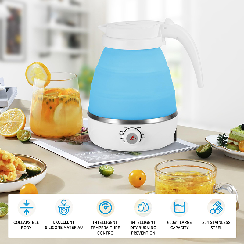 Travel Foldable Electric Kettle, Portable Travel Foldable Electric Kettle Food Grade Silicone Kettle Foldable Fast Boiling Water CF8