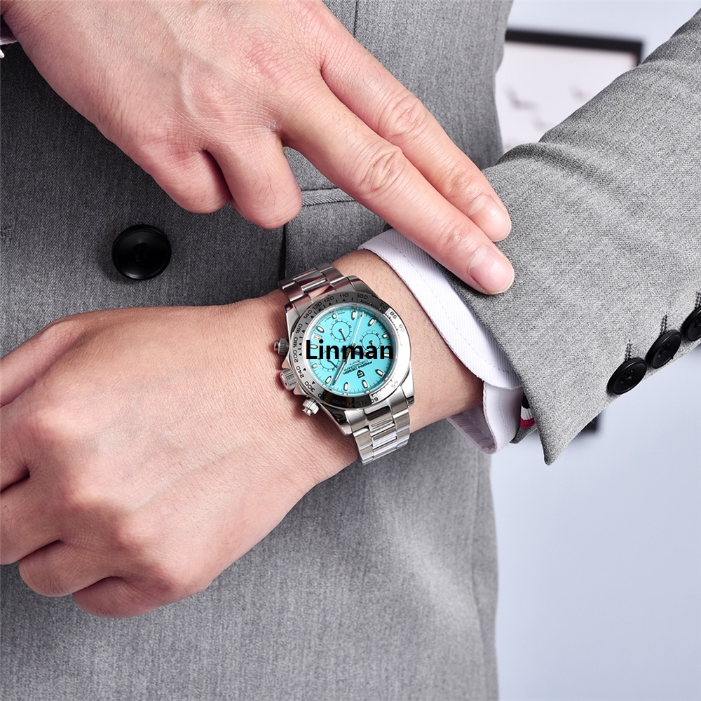 Linman PAGANI DESIGN 2024 New Men's Sports Quartz Watch Stainless SteelProfesional Sapphire 100m WaterResistant Precision Chronograph Reloj Hombre