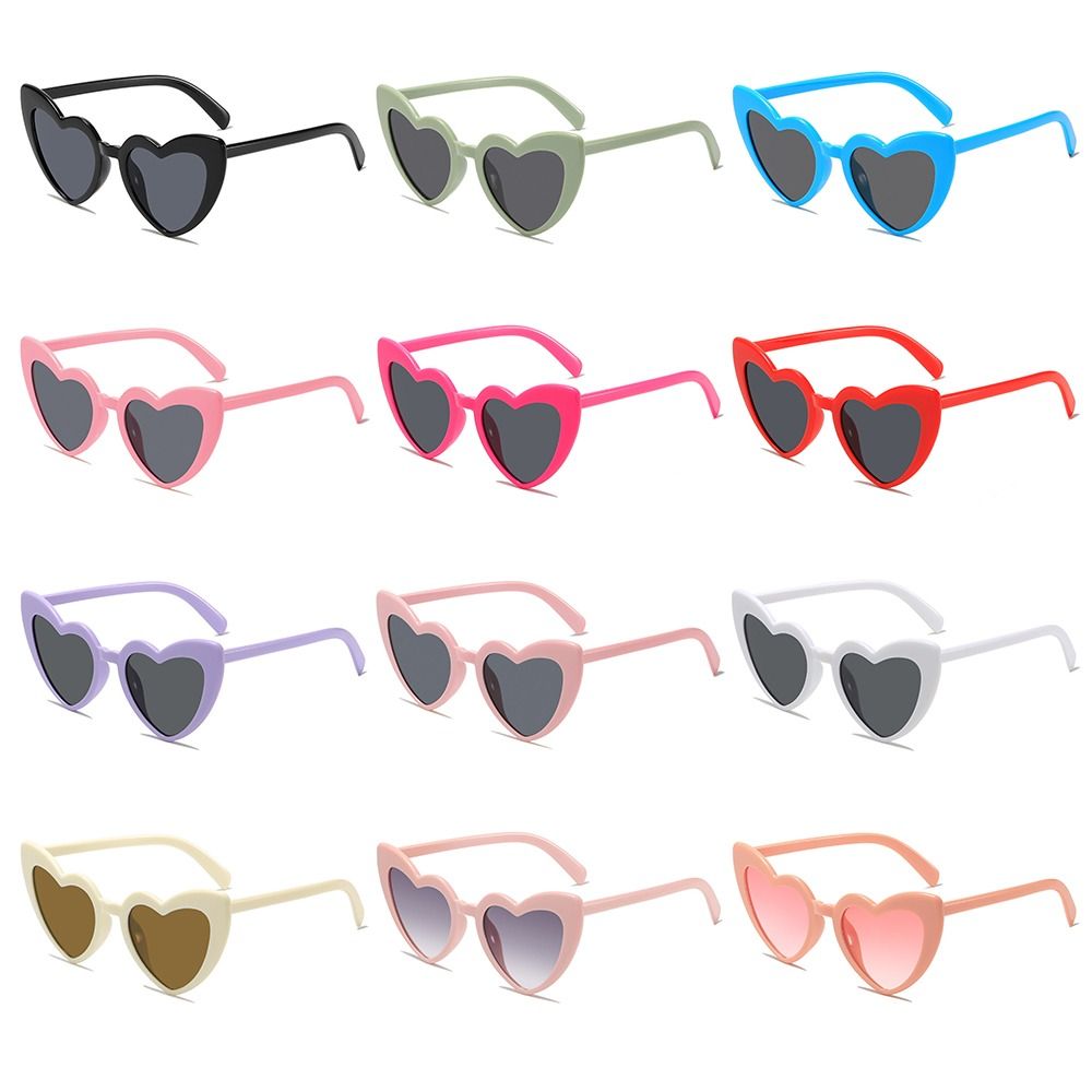 Cute UV Protection Heart-Shaped Sunglasses Trendy Irregular Street Shooting Shades Vintage Fashion Pink Heart Sun Glasses for Women