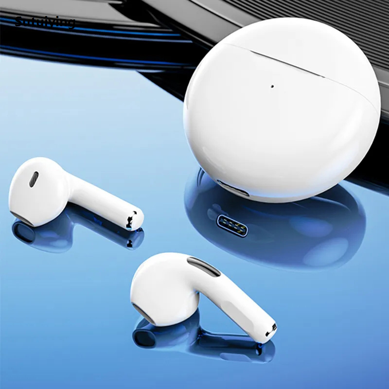 Sutuiying TWS Pro6 Wireless Bluetooth Headset Noise Cancelling Earbuds Luxury with Mic Sports Wireless Headphones Bluetooth Earphones