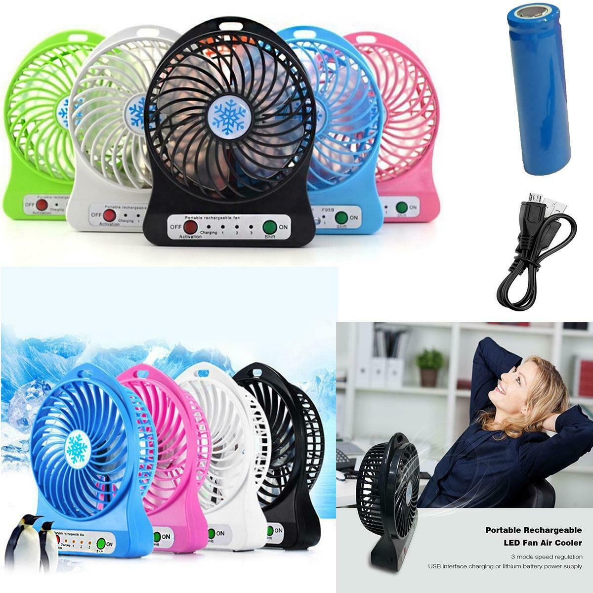 Portable Mini Hand Held Fan Desk Table Fan Cooling Cooler USB Rechargeable