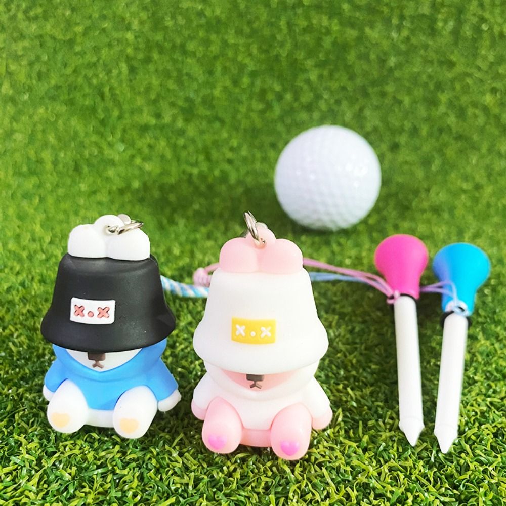 Creative Plastic Cartoon Golf Rubber Tees Replacement Recyclable Fisherman's Bear Golf Tee Durable Improve Accuracy Golf Novelty Shape Tees Outdoor