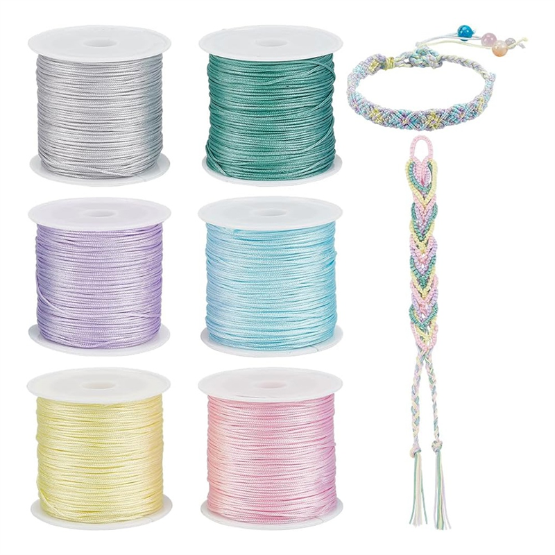 (GGBR)-300 Yards 0.8mm Nylon String for Bracelets, 6 Colors Braided Thread Bracelet String Thread Wind Chime for Jewelry Making
