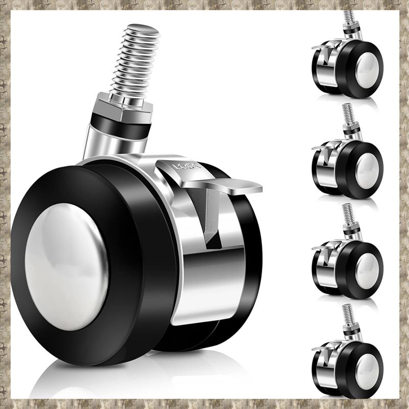 (GREH) 5 Pcs Office Chair Wheels Replacement Dual 1.5 Inch Soft Chair Casters for Hardwood Floors & Carpet