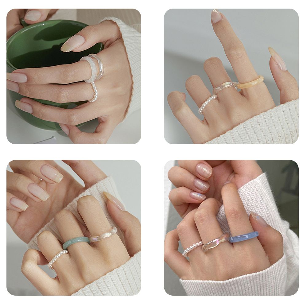 3pcs/set Fashion Gift Resin Wedding Jewelry Ring Acrylic Finger Ring Light Color