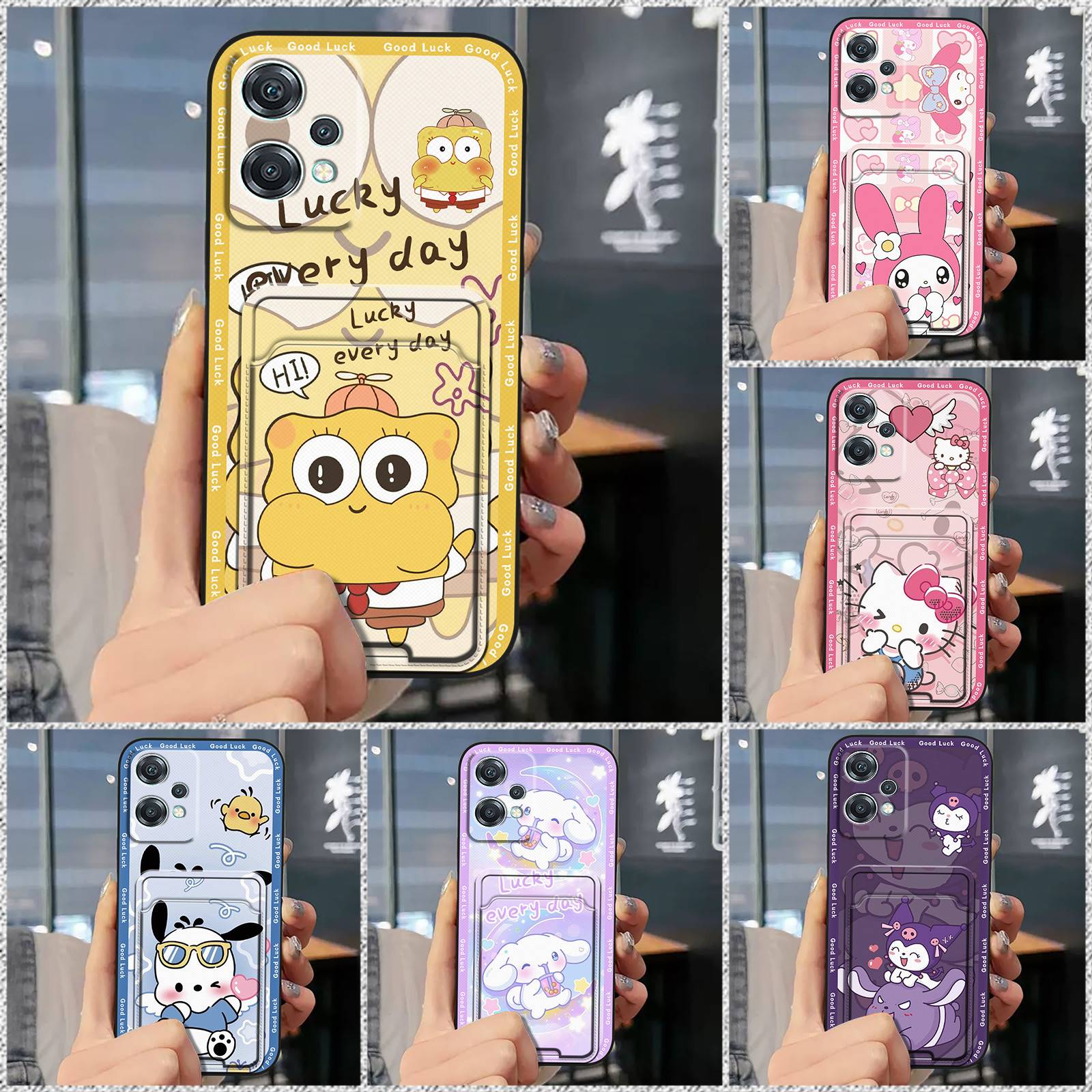 Anti-knock Card sleeve Phone Case For OnePlus/1+Nord CE2 Lite 5G/OPPO K10X-5G Card bag protective Silicone Cartoon Cute