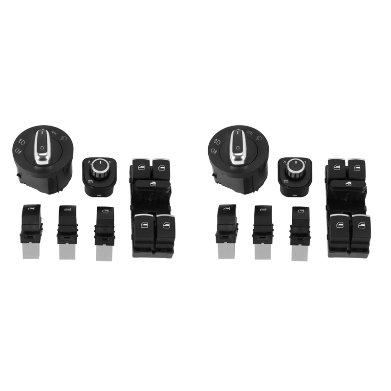 JINMY 2X Car Headlight Switch + Window Lift Switch for Golf 5 6 Mk5 6 5 6 B6 Seat 5Nd941431A