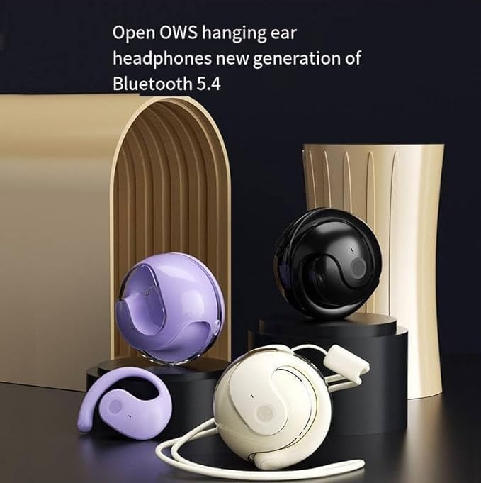 Small Coconut Bluetooth Headset, Wireless, Bluetooth 5.4, White, In Ear, Open Ear, Noise Cancelling for Voice Calls, Sport, 5 Hour Battery, IPX5 Waterproof