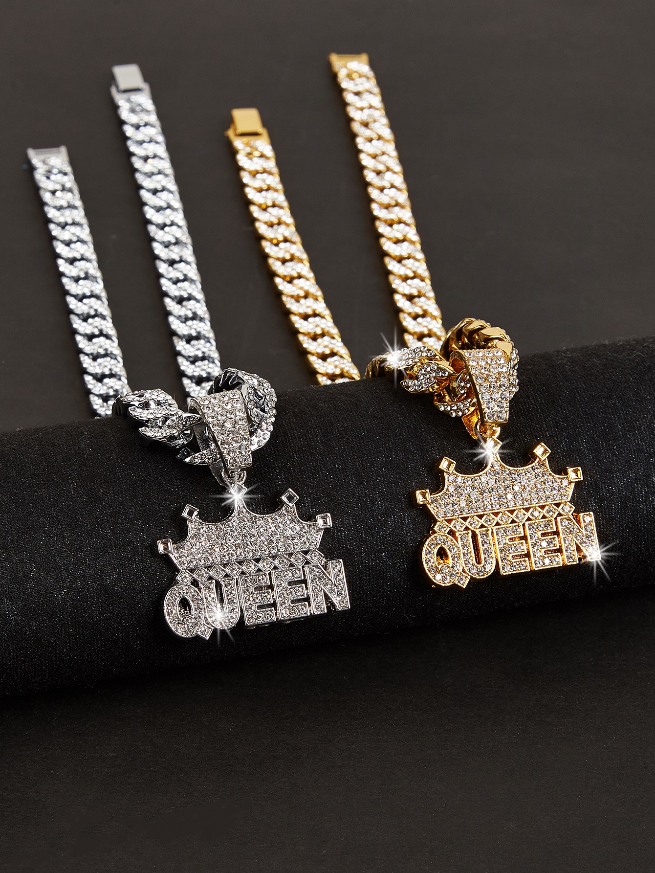 HOT Cream out queen crown hot plated ladies luxury new design 18K pendant Cuban necklace for parties
