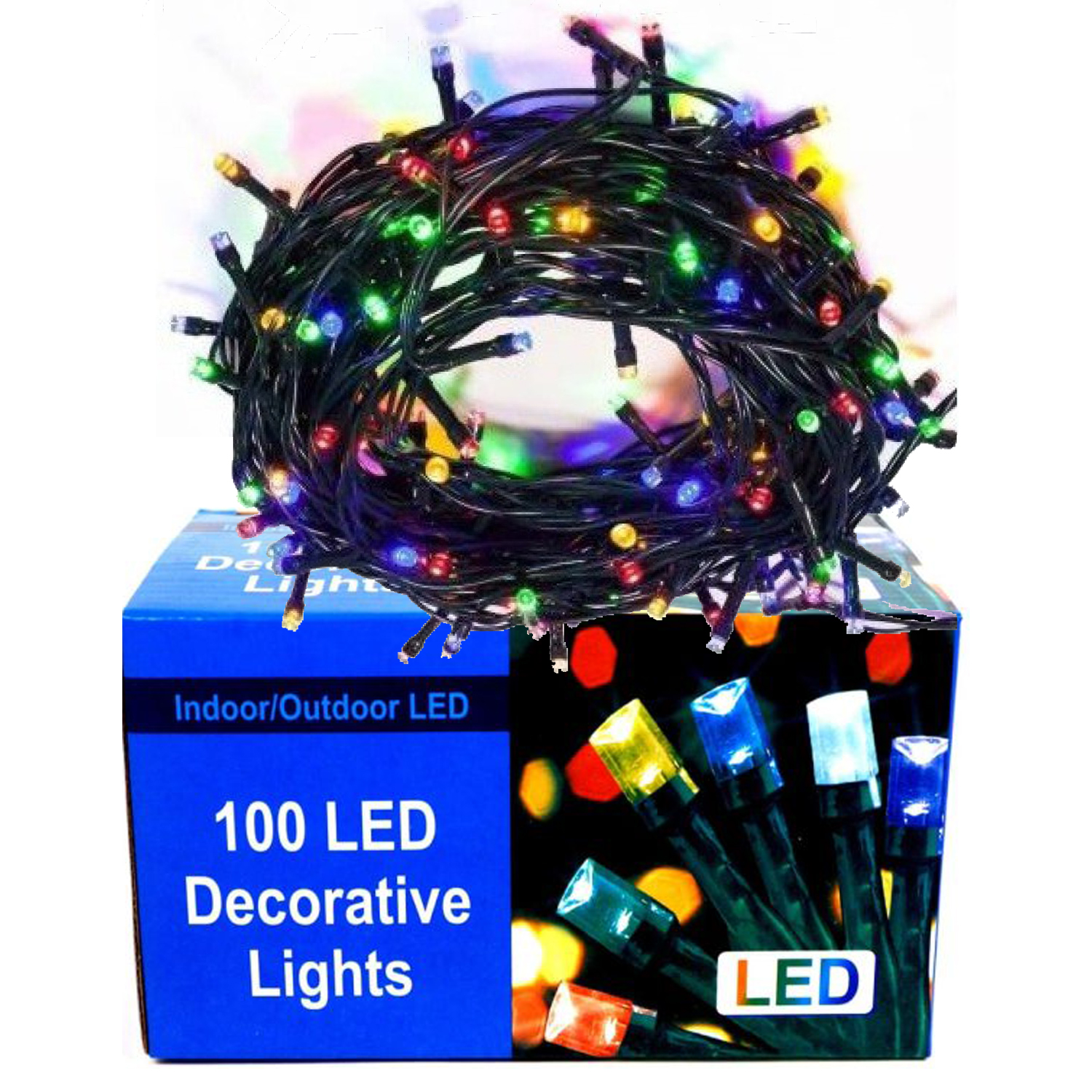 100 Led 9-10 Mtr Multicolour String Light Rain Proof Festival Light, Tihar Light Black Wire