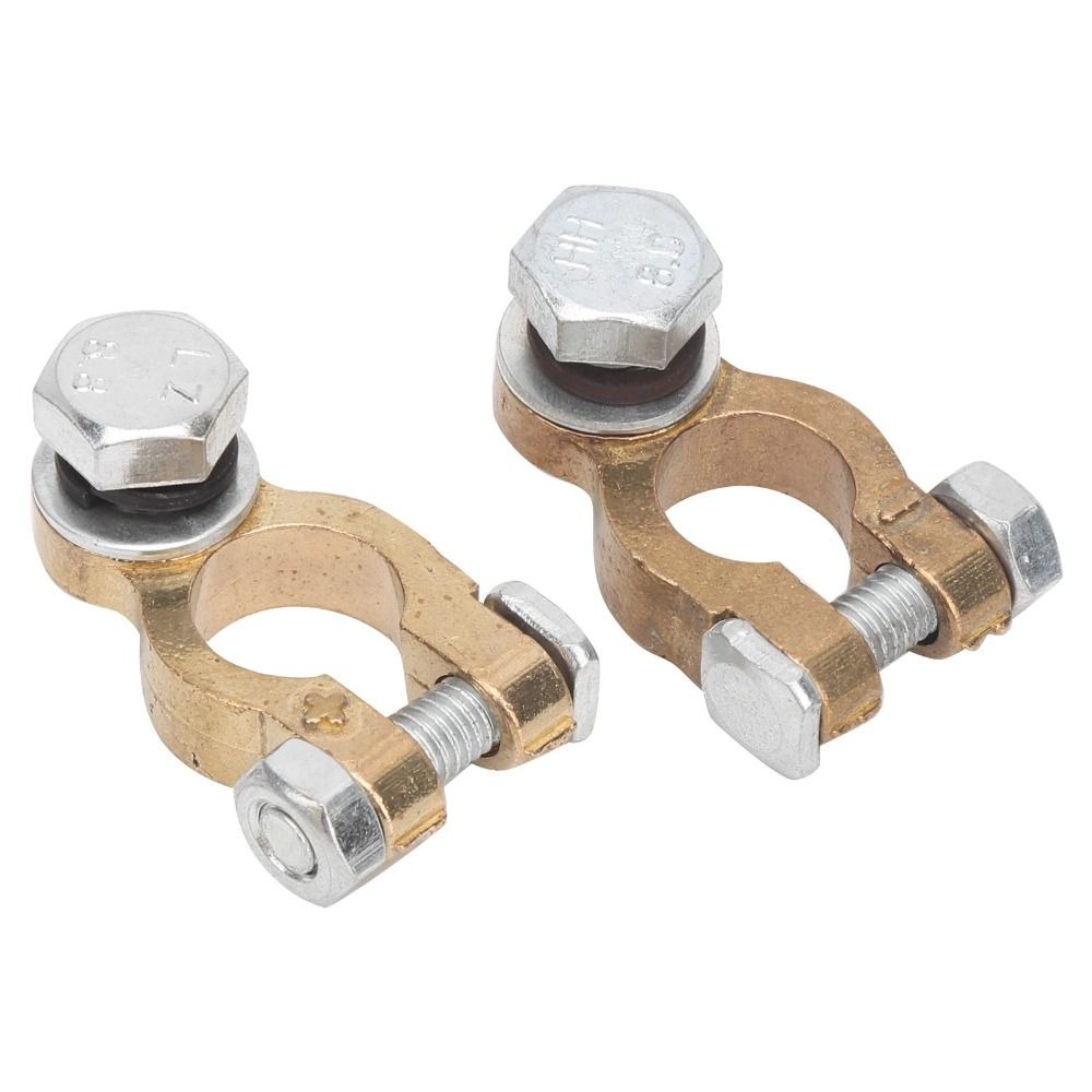 2PCS Pure Copper Battery Terminal Connectors Brass Heavy Duty Car Battery Terminal Clamps Secure Fit Alloy Top Post Connectors