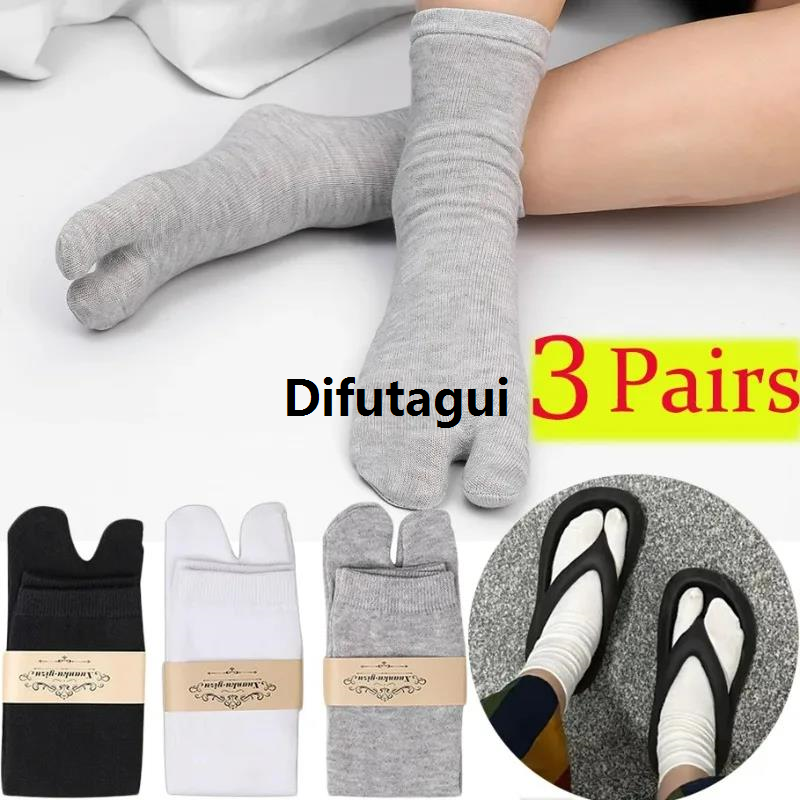 Difutagui Japanese Unisex Fiber Two Finger Socks Flip Flop Sandal Split New style Toe Tabi Ninja Geta Socks Deodorant Breathable Long Sock