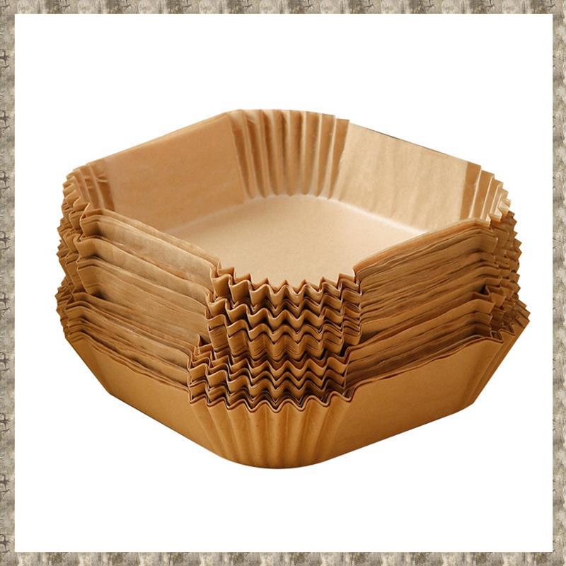 100pcs Square Air Fryer Paper Pad Oil-Proof Paper Liners for Baking and Cooking 17x17x4.5cm