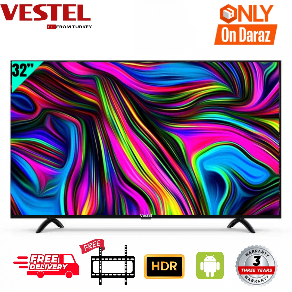 VESTEL 32" Smart TV | 2/16GB | 3 Years Warranty | Voice Control | Free Wall Mount | Android 15.0 | Google Certified | IPS Panel | HDR