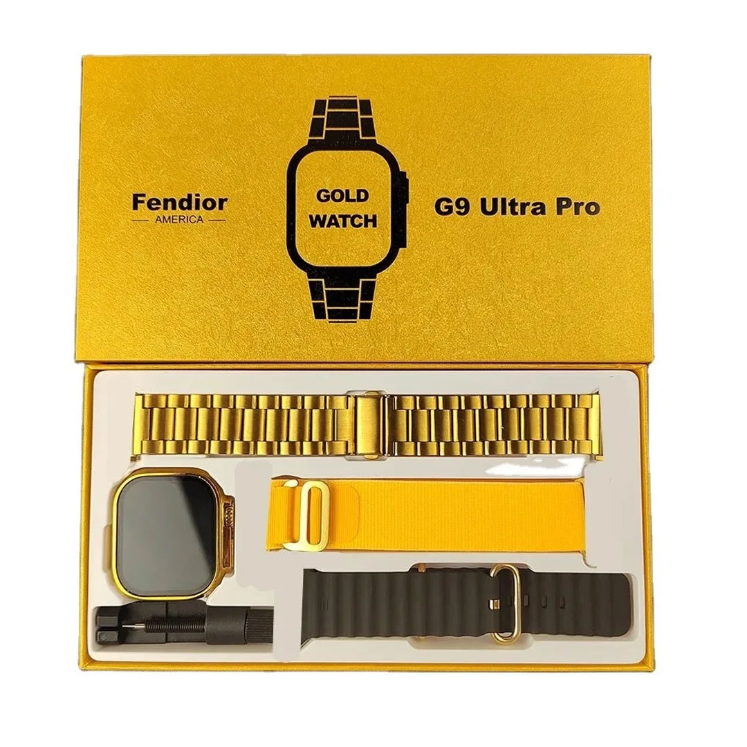 Linman G9 Ultra Pro Gold Smart Watch Hk 9Ultra Fendior New G9 Ultra Pro Gold UltLuxury ra Series i20 Ultra Suite with airpods Hk 9 Ultra Watch Wireless Charging