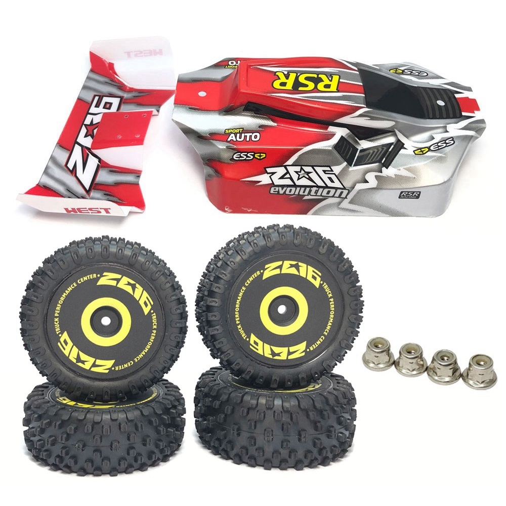 NAMUNY RC Car Body Shell Tail Wing and Wheel Tires Set for 144001 144010 1/14 RC Car Upgrade Parts Spare Accessories,3
