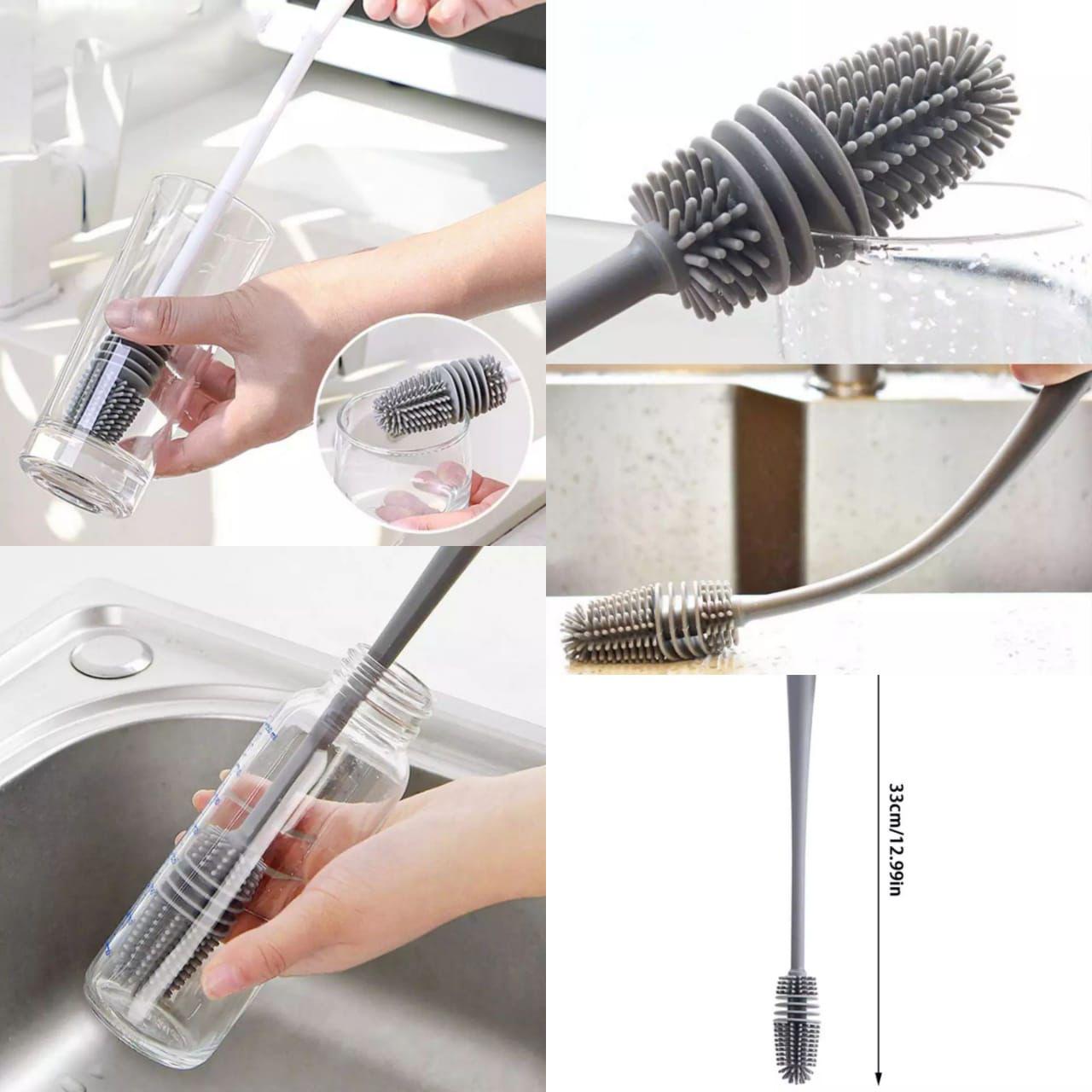 Silicone Bottle Cleaning Brush with Long Handle For Baby Feeder Bottle Wash And Sippy Cups