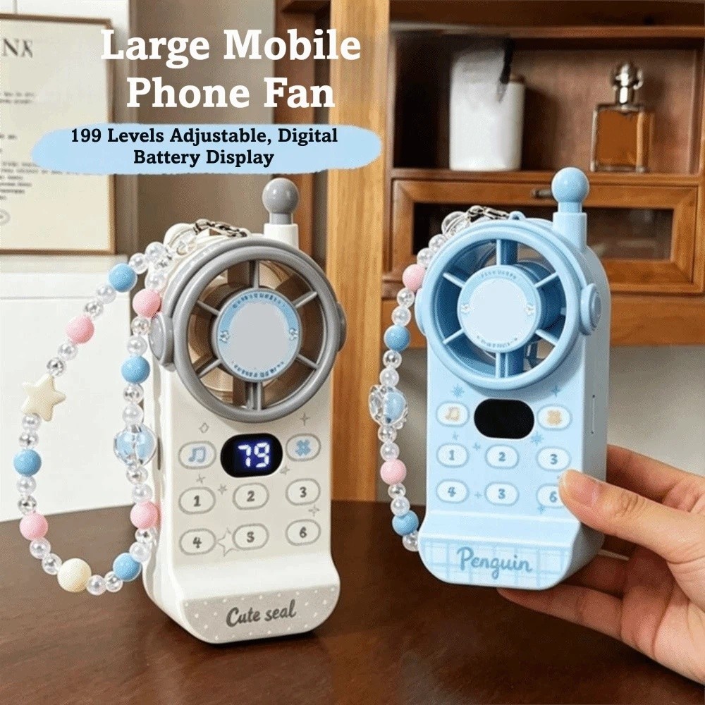 Novelty Design 199 Speed Adjustable Retro Brick Phone Fan Power Level Indicator Quiet Operation Rechargeable Fan Adjustable Speed Fifth Gear Vintage Cell Phone Fan Personal Use