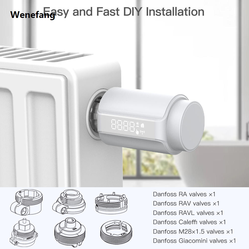 Wenefang Smart Radiator Thermostat,Bluetooth Thermostatic Radiator Valve,Works Luxury With Alexa, Google Assistant Smart Life/Tuya App