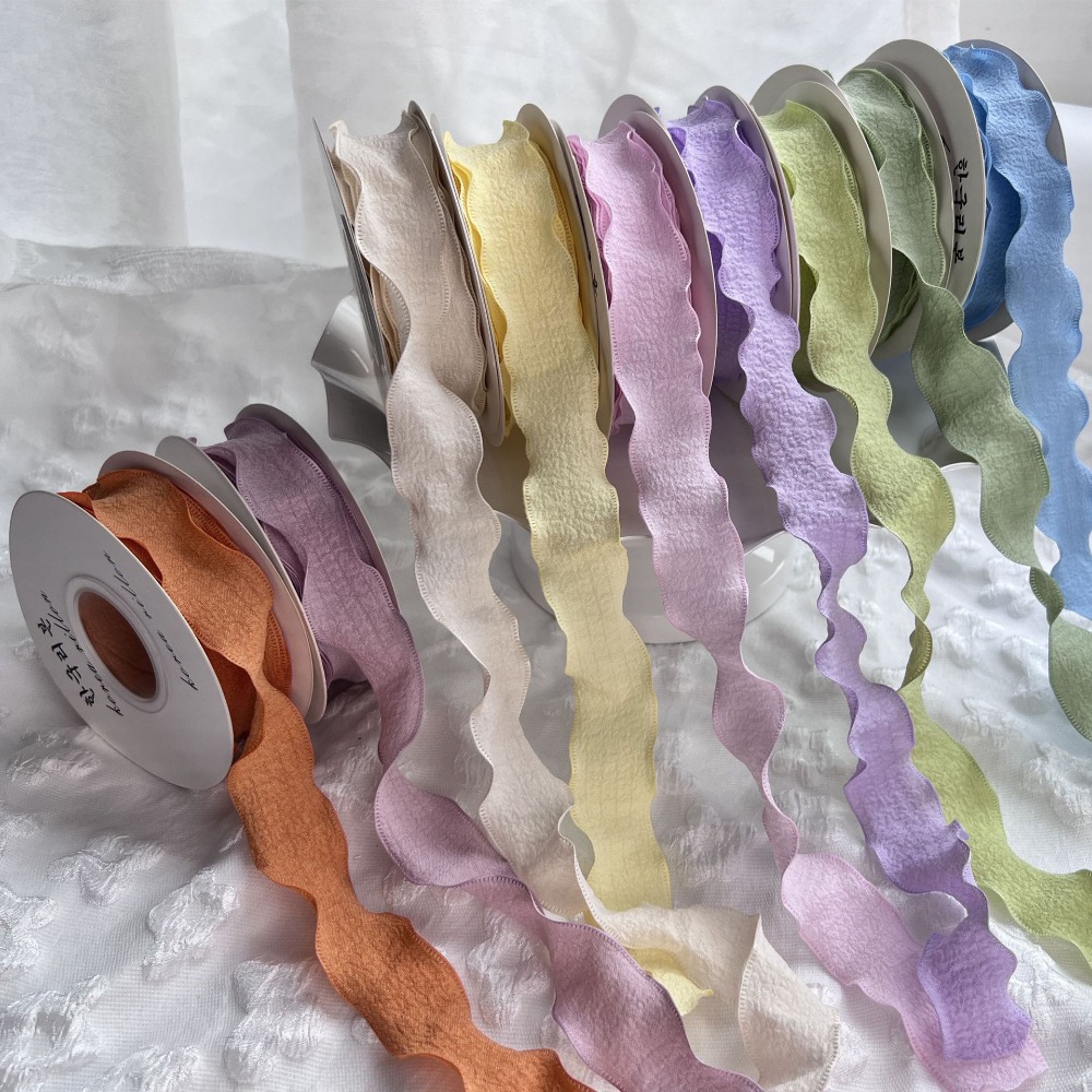 Creative 10 Yards Fishtail Yarn Ribbons Gift Wrapping Bouquets 2.5cm Gifts Packaging Material Wave Edge Pleated DIY Decor