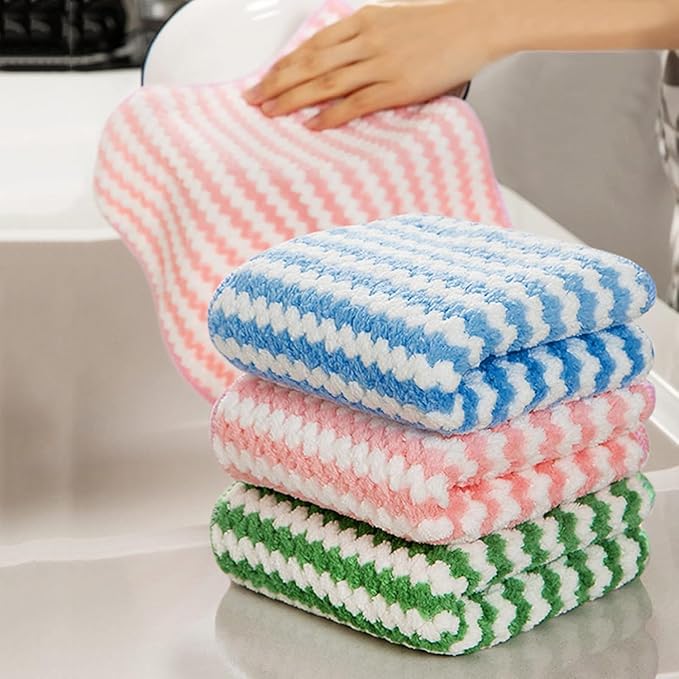 Microfiber Kitchen Cleaning Towel - Super Absorbent Multipurpose Dish Wash Cloth / Table Cleaning Rag (Pack of 6 pcs)