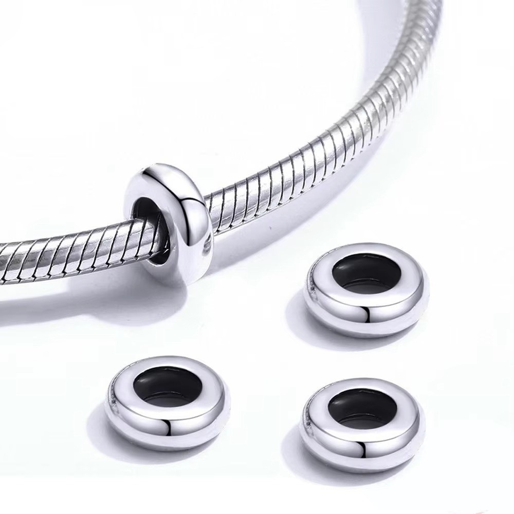 10PCS New Stainless Steel Stopper Clip Beads 10mm Clip Design DIY Glass Beads DIY Rubber Inside Jewelry Making Supplies Women