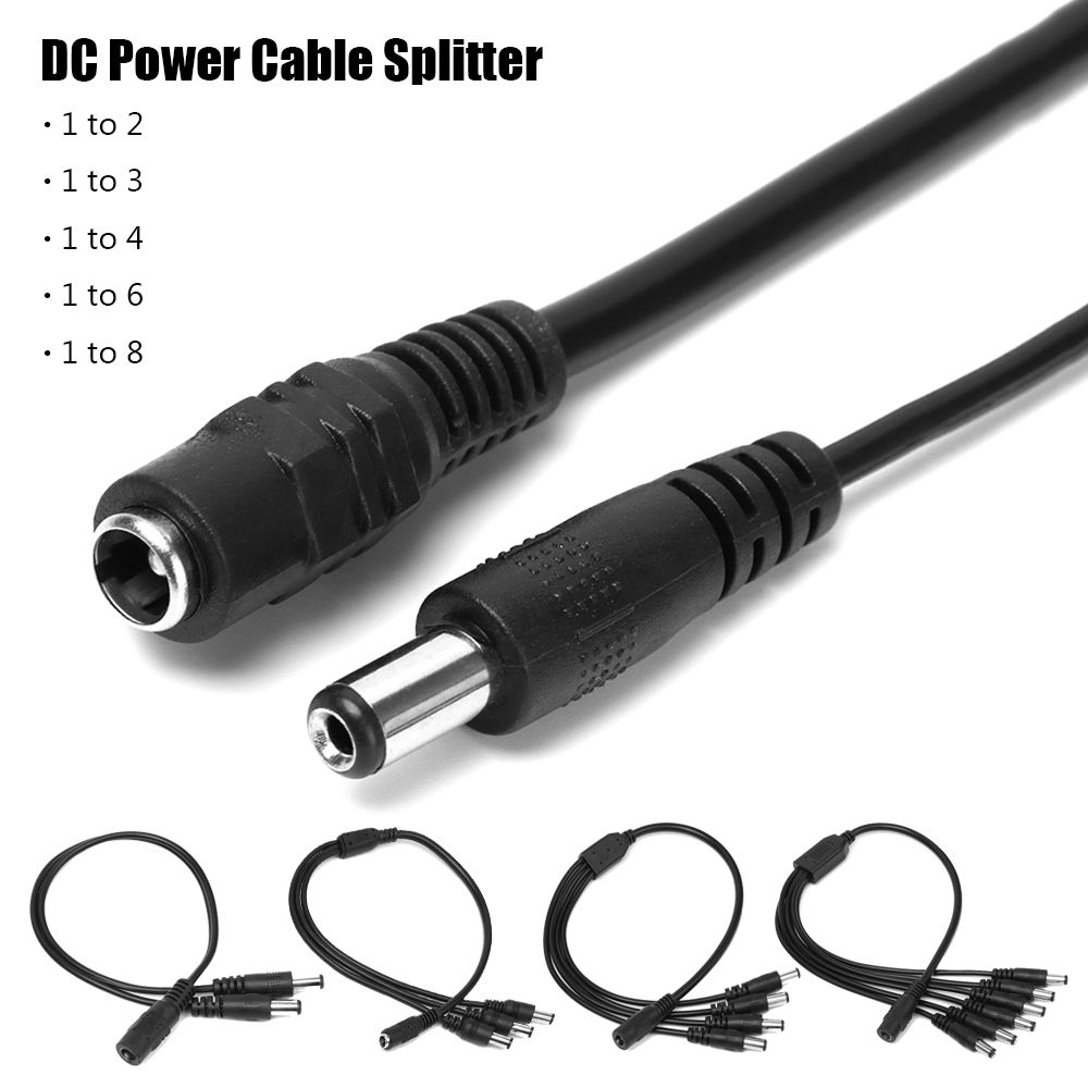High Quality 5.5MM*2.1MM Connector DC Power Cord 1 to 2/3/4/6/8 Way Female to Male Splitter Cable For CCTV Camera LED Strip Light