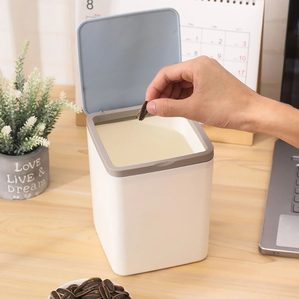 Plastic Desktop Table Barrel Box Mini Waste Bin Garbage Basket Office Trash Can