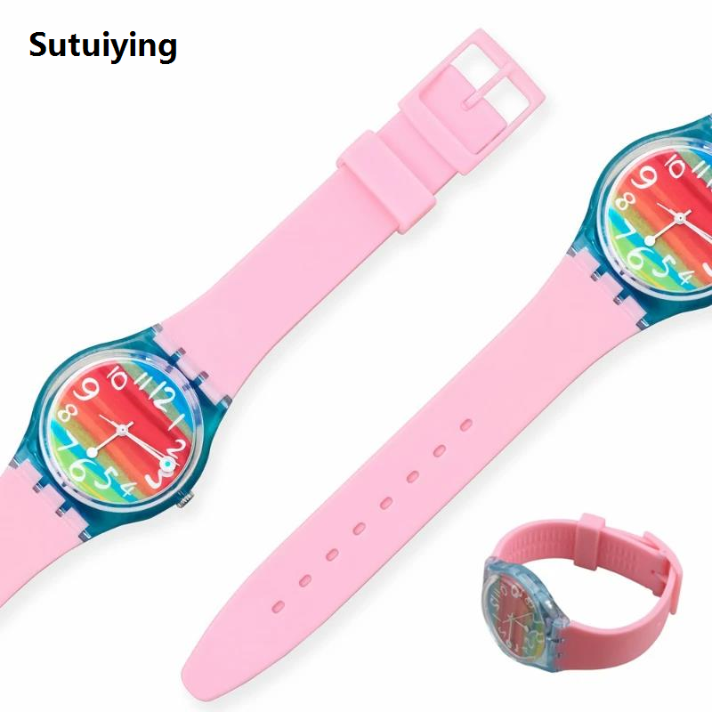 Sutuiying Silicone Watch Band for Swatch 17mm 19mm 20mm 16mm Colorful Rubber 2025 New Strap Replacement Bracelet Men Women Accessories with Tool