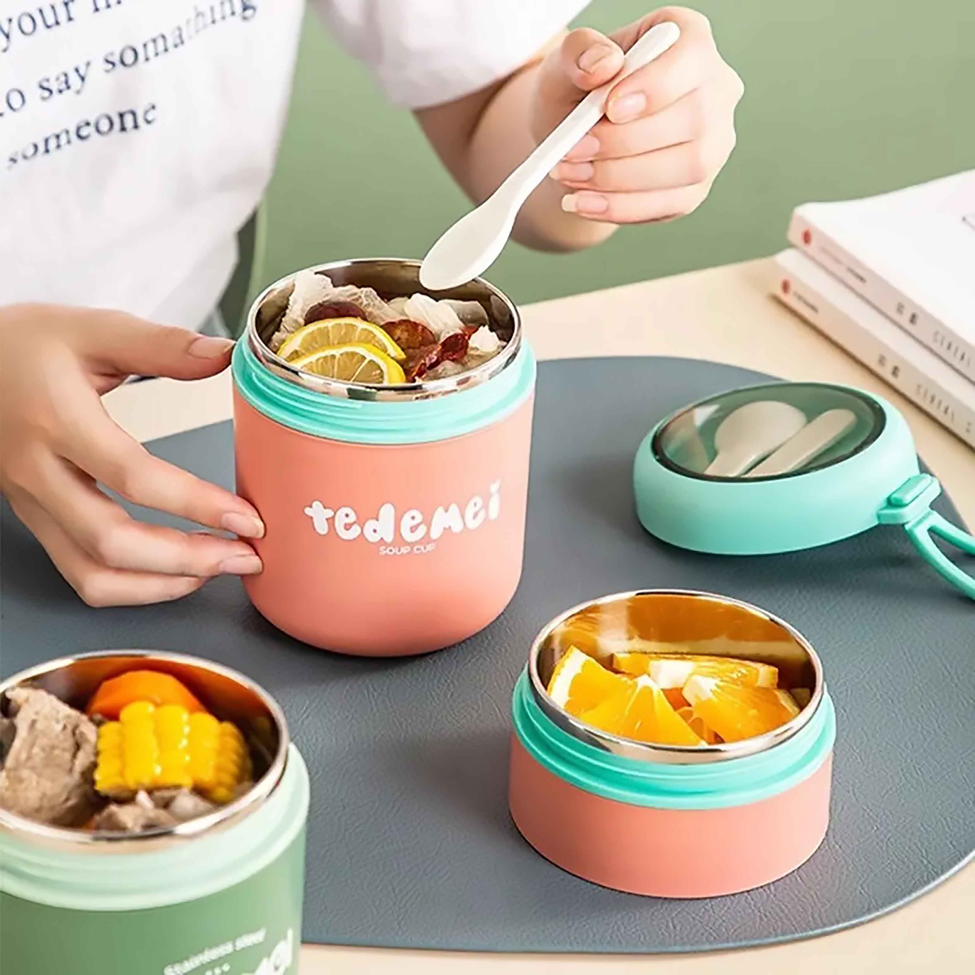 Tedemei Insulated Stainless Steel 2 Layer Round Lunch Box