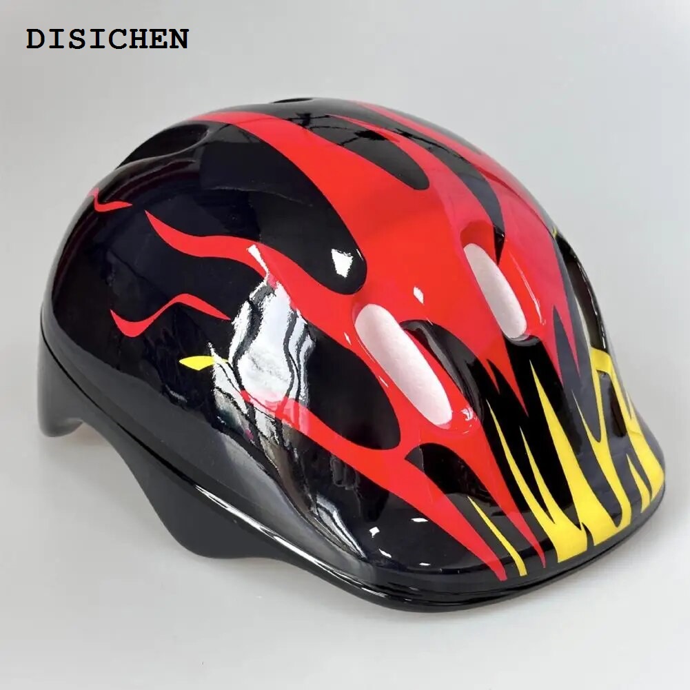 DISICHEN Fashion Kid Roller Skating Helmet 6 Ventilation Holes Cool Print Head Protection Children Bicycle Skateboard Scooter Balance Bike Helmet