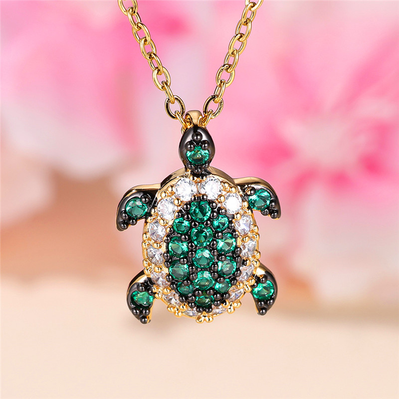 HOT Ladies Jewelry Wedding Vintage Necklace Animal Turtle Green Cute 2025 Female Pendant Gold Color Gift