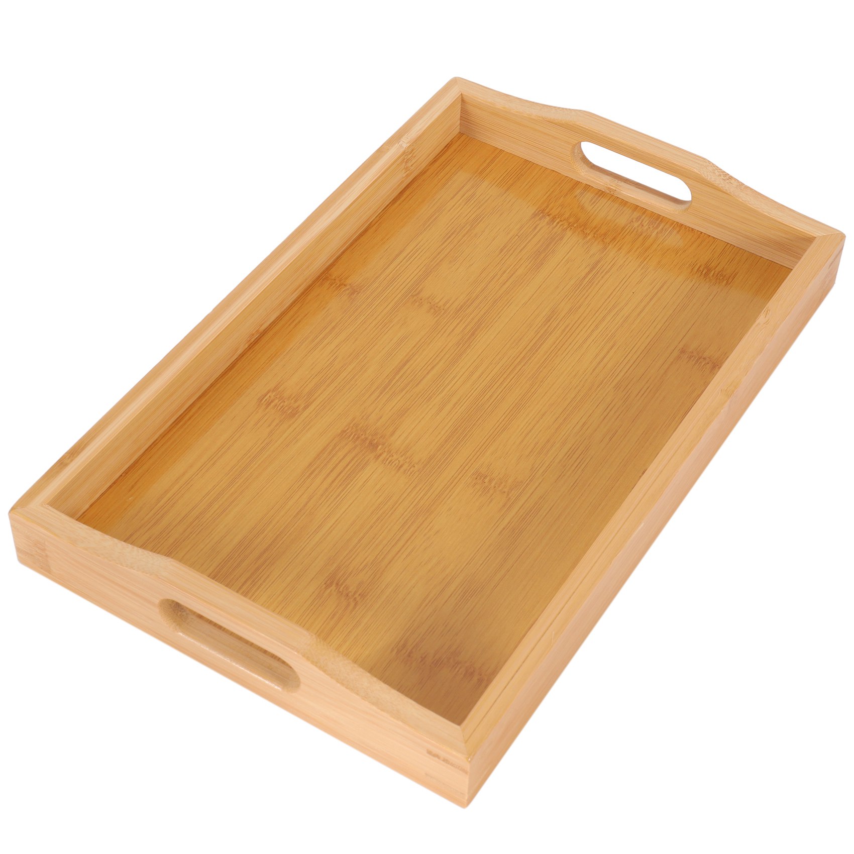 2X Serving Tray Bamboo - Wooden Tray with Handles - Great for Dinner Trays, Tea Tray, Bar Tray, Breakfast Tray