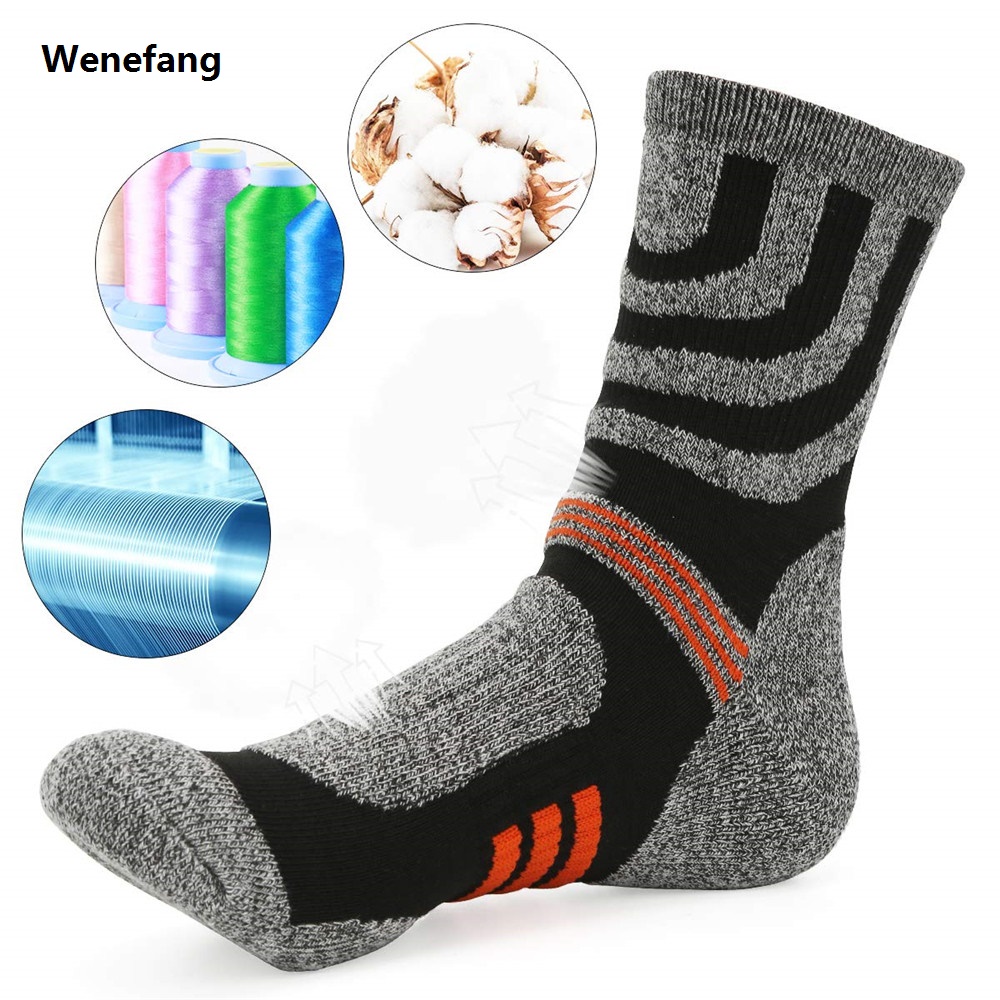 Wenefang Socks Men Thick Warm Hiking Walking Running Padded Terry Cushion Anti Blister Warm Winter Sports Socks Outdoor Cycling Camping
