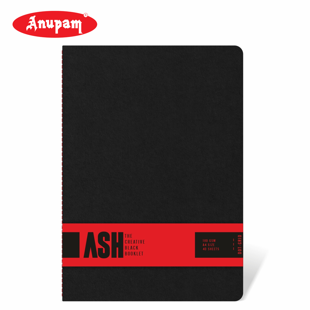 Anupam Ash Black Sketch Soft Booklet Dotted A4 - 180 Gsm - 40PGS By KitabKalam