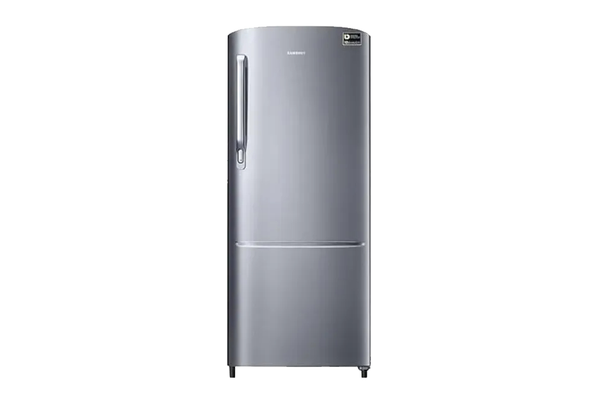 Samsung 192 Liters 3-Star Direct Cool Technology Single Door Refrigerator with Base Stand Drawer, Digital Inverter Compressor, and Stabilizer-Free Operation in Stylish Silver Finish (Model: RR20C2412S8/HL)