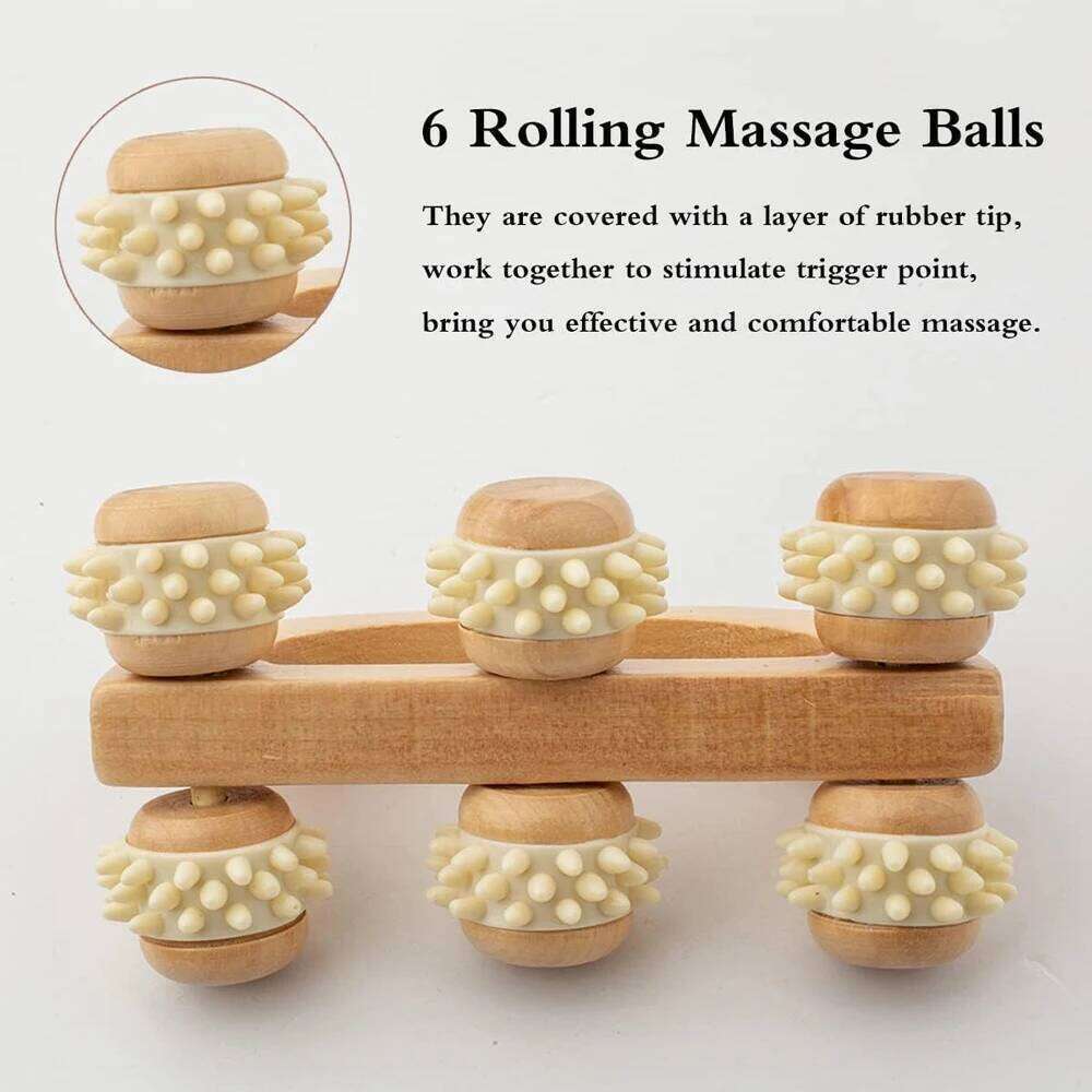 1PC Wooden Mushroom Massager Anti-Cellulite & Lymphatic Drainage Tool Legs/Back - Natural Wood Therapy for Full Body Relax