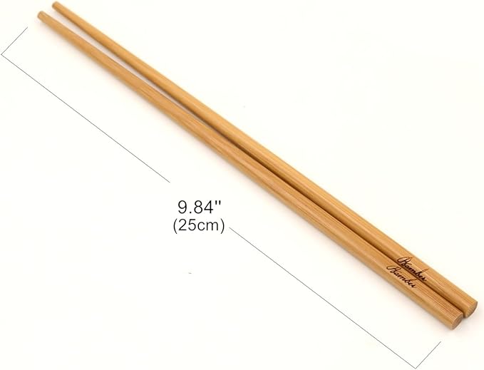 1 Pairs Reusable Bamboo Chopsticks Set, 10 Inches Long Chopstick, Japanese Style Natural