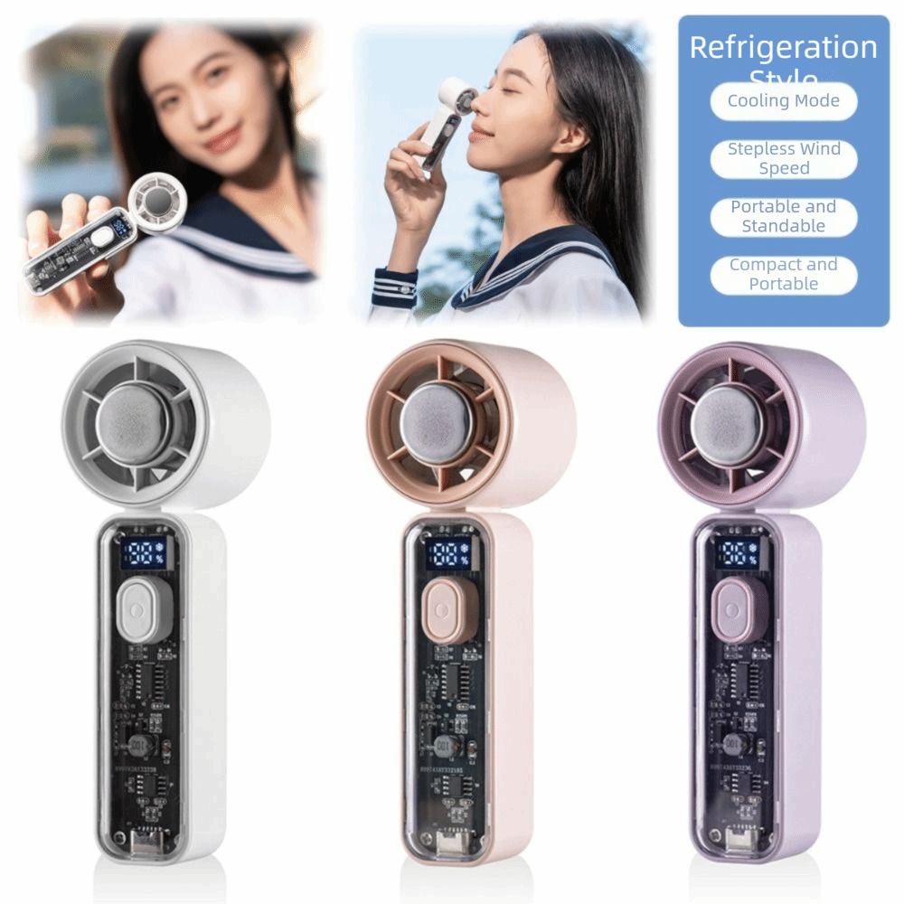 Safe Digital Display Portable Handheld Fan Adjustable Ice Compress Cool Personal Cooling Fan 199 Gear Wind Quiet Operation Mini Electric Fan Beach