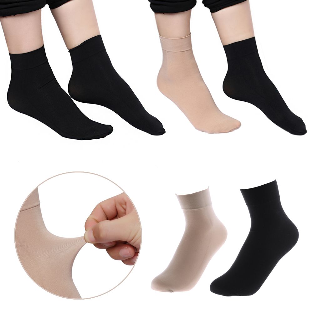 Fashion 1/5 Pairs Wide Mouth Socks Warm Solid Color Nylon Ankle Socks Comfortable Length Socks Autumn