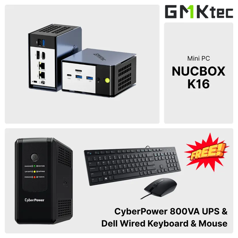 GMKtec NucBox K16 Mini PC | Computer | AMD Ryzen 7 7735HS | 32GB RAM | 512 M.2 SSD | Dual 2.5GHz LAN | Windows 11 Pro | 4K60Hz | 1 Year Warranty